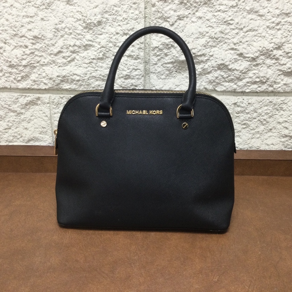 Michael Kors black purse with gold zipper